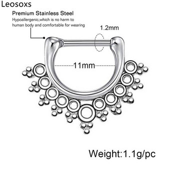 Leosoxs 1 τεμ. Μεσαίου πόλου από ανοξείδωτο ατσάλι Δαχτυλίδι μύτης Νύχι Μύτη Υποαλλεργικό Septum Nose Ring Septum Δημοφιλή κοσμήματα piercing