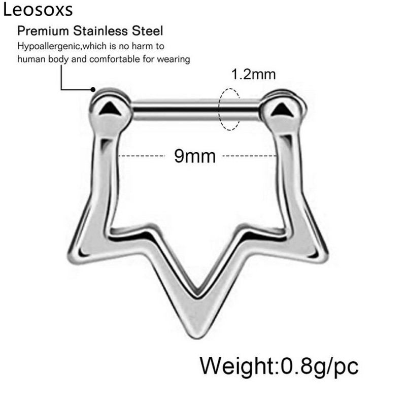 Leosoxs 1db középső pólus rozsdamentes acél orrgyűrű orrköröm hipoallergén septum orrgyűrű szeptum népszerű piercing ékszer