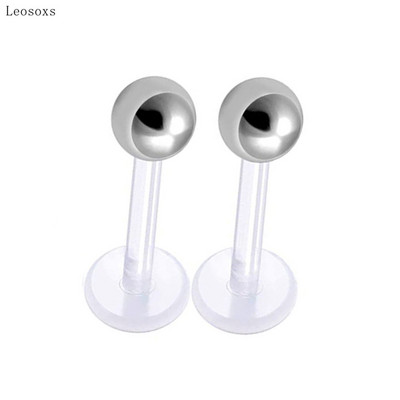 Leosoxs 2 buc. Acrilic, transparent, invizibil, buză, limbă, unghie, oțel inoxidabil, bile, ureche, os, piercing, bijuterii