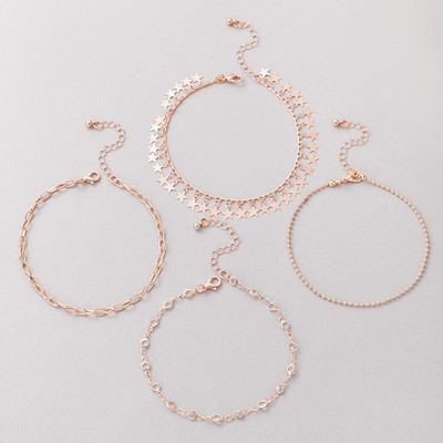 Tocona 3 buc/seturi de glezne cu ciucuri cu stea boemă pentru femei, culoare argintie, aliaj de metal, lanț gros ajustabil, bijuterii boeme 15612