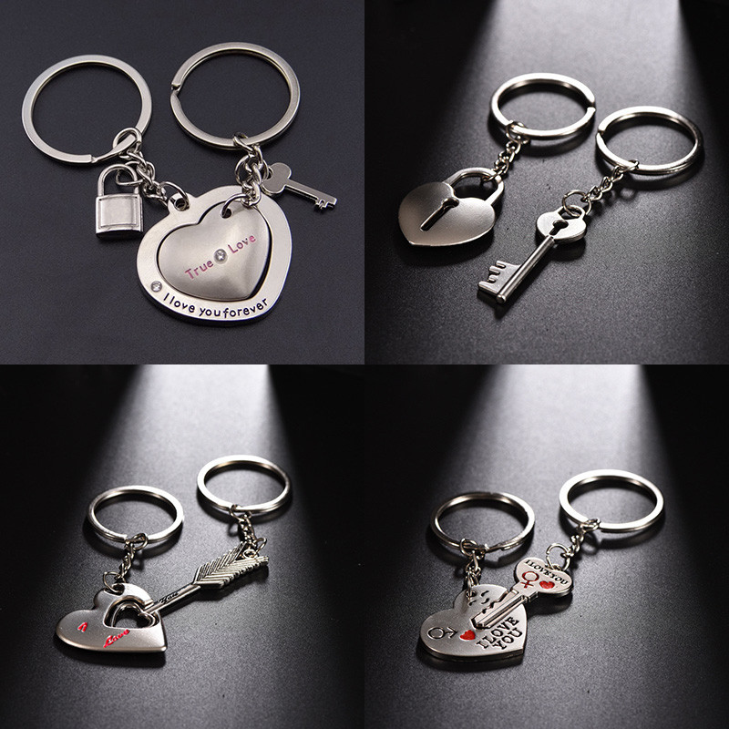 2db/szett Love Lock szív kulcstartó pár kulcstartó kulcstartó Új divat Valentin napi esküvői ajándék barátoknak