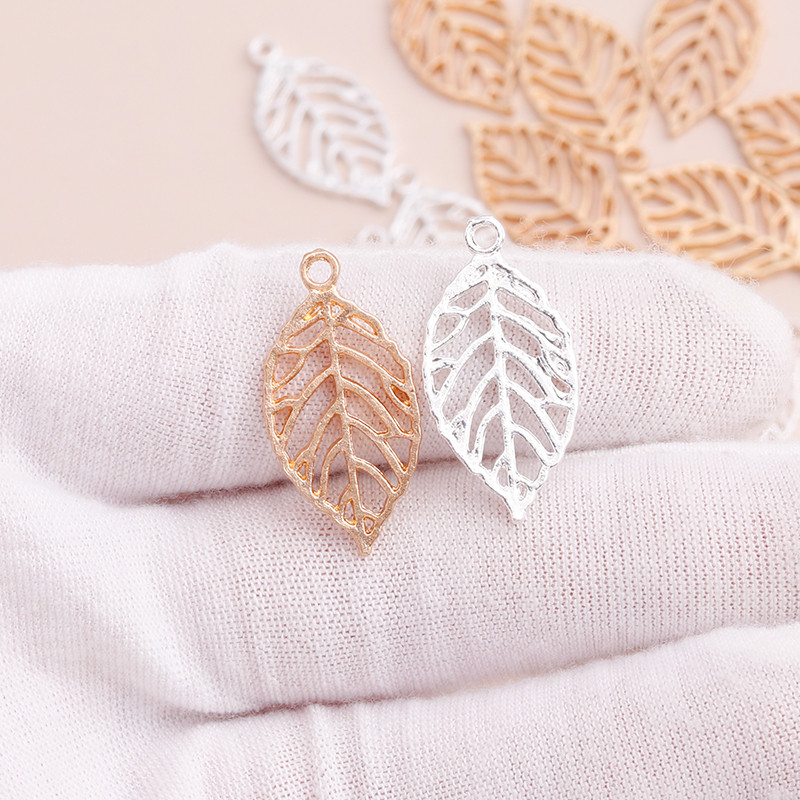 15db kétszínű üreges ötvözet leveles varázslatok barkácsoláshoz medálok készítéséhez Nyakláncok és karkötők 21x14mm ékszer kiegészítők