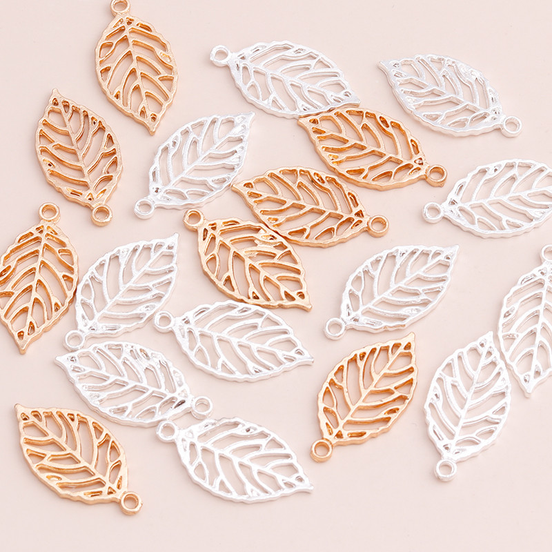 15db kétszínű üreges ötvözet leveles varázslatok barkácsoláshoz medálok készítéséhez Nyakláncok és karkötők 21x14mm ékszer kiegészítők