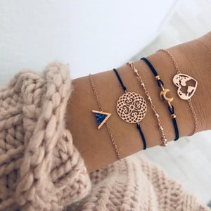 DIEZI Bohemian Handmade Weave szív hosszú bojt karkötő szettek női 2018 új szürke kötéllánc karkötők ékszerek karácsonyi ajándék