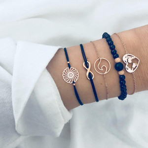 DIEZI Bohemian Handmade Weave szív hosszú bojt karkötő szettek női 2018 új szürke kötéllánc karkötők ékszerek karácsonyi ajándék