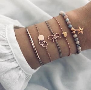 DIEZI Bohemian Handmade Weave szív hosszú bojt karkötő szettek női 2018 új szürke kötéllánc karkötők ékszerek karácsonyi ajándék