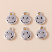 60 buc 8*10 mm din aliaj de culoare argintie antică, drăguț, zâmbet, farmece, pandantiv pentru cercei, brățară, colier, bijuterii, ornament