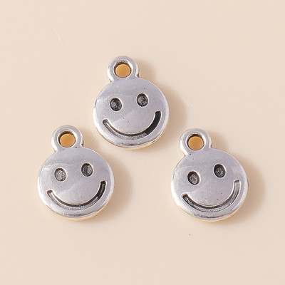60 buc 8*10 mm din aliaj de culoare argintie antică, drăguț, zâmbet, farmece, pandantiv pentru cercei, brățară, colier, bijuterii, ornament