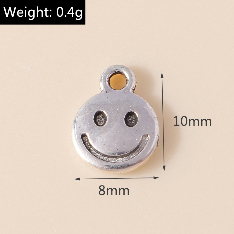 60 buc 8*10 mm din aliaj de culoare argintie antică, drăguț, zâmbet, farmece, pandantiv pentru cercei, brățară, colier, bijuterii, ornament