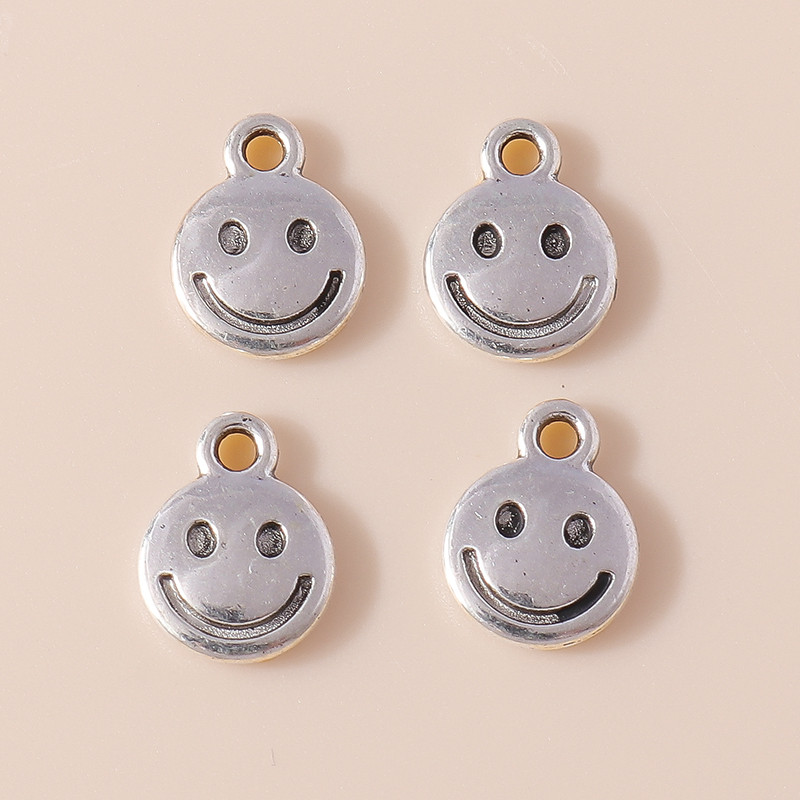 60 buc 8*10 mm din aliaj de culoare argintie antică, drăguț, zâmbet, farmece, pandantiv pentru cercei, brățară, colier, bijuterii, ornament