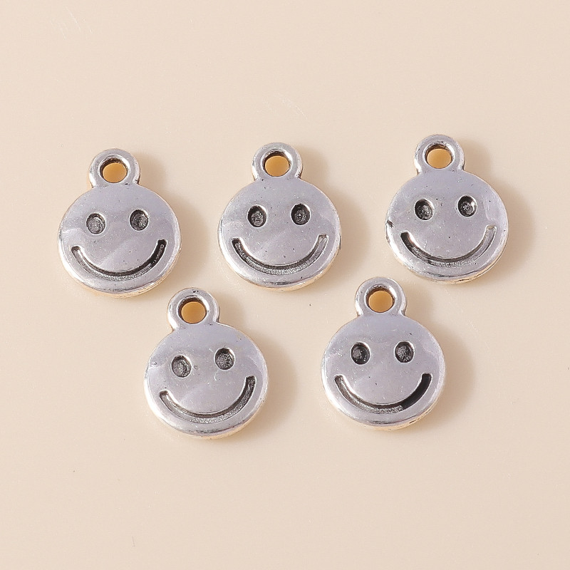 60 buc 8*10 mm din aliaj de culoare argintie antică, drăguț, zâmbet, farmece, pandantiv pentru cercei, brățară, colier, bijuterii, ornament