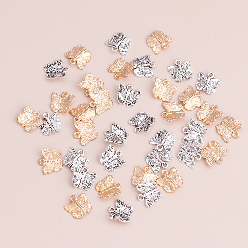 50 bucăți 13x11 mm din aliaj de zinc mic, mărgele pentru fluturi, pentru realizarea de bricolaj, brățări, coliere, pandantive, accesorii de bijuterii