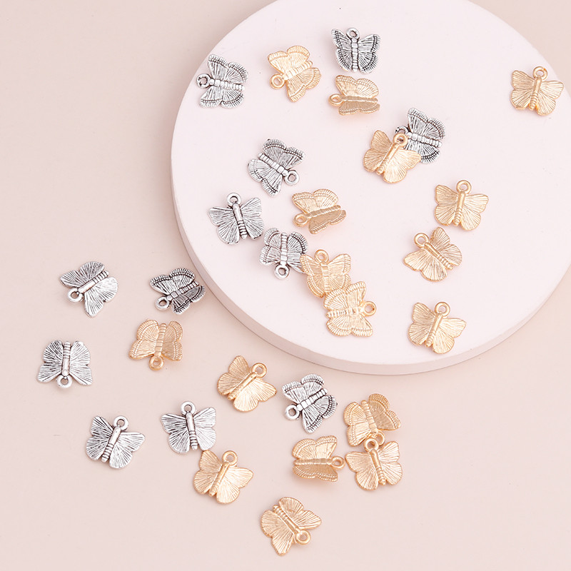 50 bucăți 13x11 mm din aliaj de zinc mic, mărgele pentru fluturi, pentru realizarea de bricolaj, brățări, coliere, pandantive, accesorii de bijuterii
