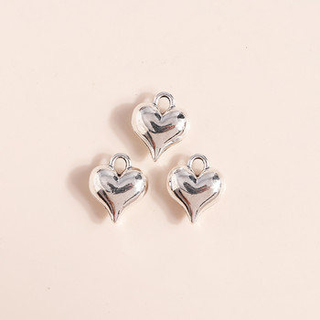 15 τμχ 13*11mm Mini 3D Love Heart μενταγιόν Γούρια προσαρμογής βραχιόλι Κολιέ Μπρελόκ DIY Αξεσουάρ κατασκευής κοσμημάτων Χειροποίητη χειροτεχνία