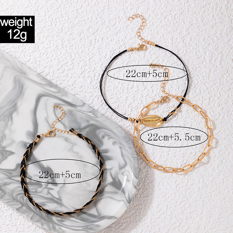 Tocona Bohemian Black Leaf Bracelet pentru femei Shell Daisy Ajustabile cu margele Pește Picior Lanțuri Vară Bijuterii Accesorii 21479