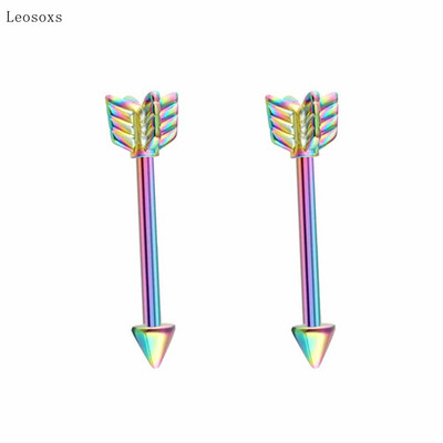Leosoxs 2 bucăți exploziv personalizat multicolor în formă de săgeată inel de sân bijuterii piercing rafinate