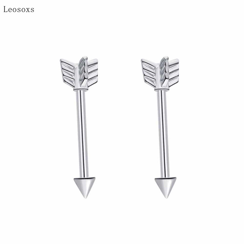 Leosoxs 2 bucăți exploziv personalizat multicolor în formă de săgeată inel de sân bijuterii piercing rafinate