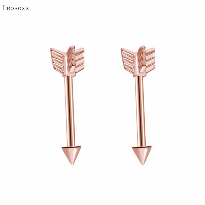 Leosoxs 2 bucăți exploziv personalizat multicolor în formă de săgeată inel de sân bijuterii piercing rafinate