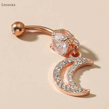 Leosoxs 1 τμχ Fashion Sweet Zircon Opal Moon Bely Button Nail Body Piercing Jewelry