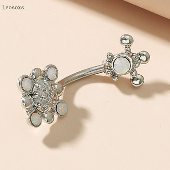 Leosoxs 1 τμχ Fashion Sweet Zircon Opal Moon Bely Button Nail Body Piercing Jewelry