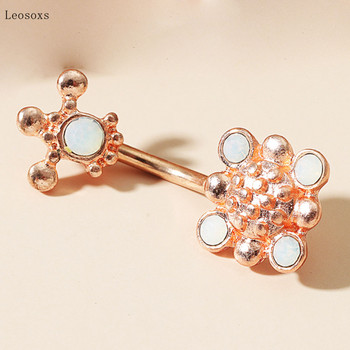 Leosoxs 1 τμχ Fashion Sweet Zircon Opal Moon Bely Button Nail Body Piercing Jewelry