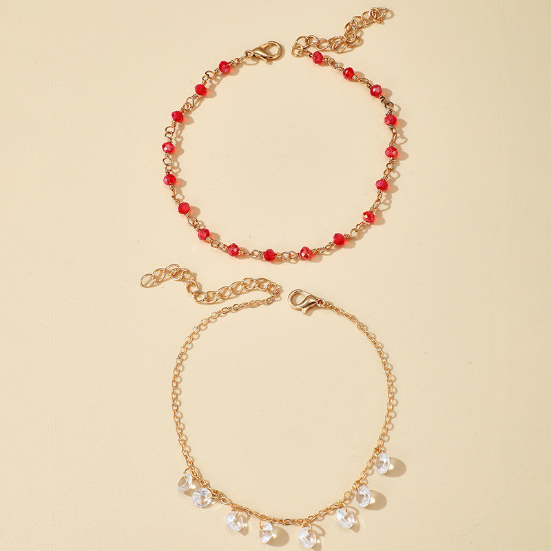 Tocona Bohemian 2 buc/set glezna pentru femei Trendy Elegante margele rosii Lant din aliaj de cristal Bijuterii de sarbatoare Cadouri en-gros 15267