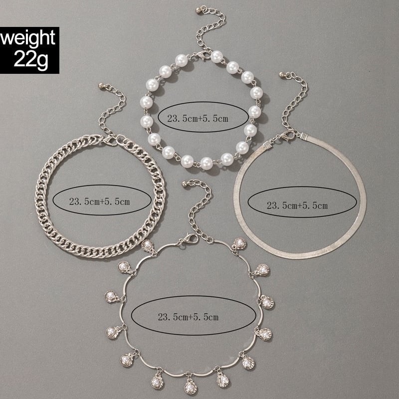 Tocona 4 buc/set elegant perla piatra lant picior vara calop Shell color argintiu glezna reglabila pentru femei bijuterii 18761