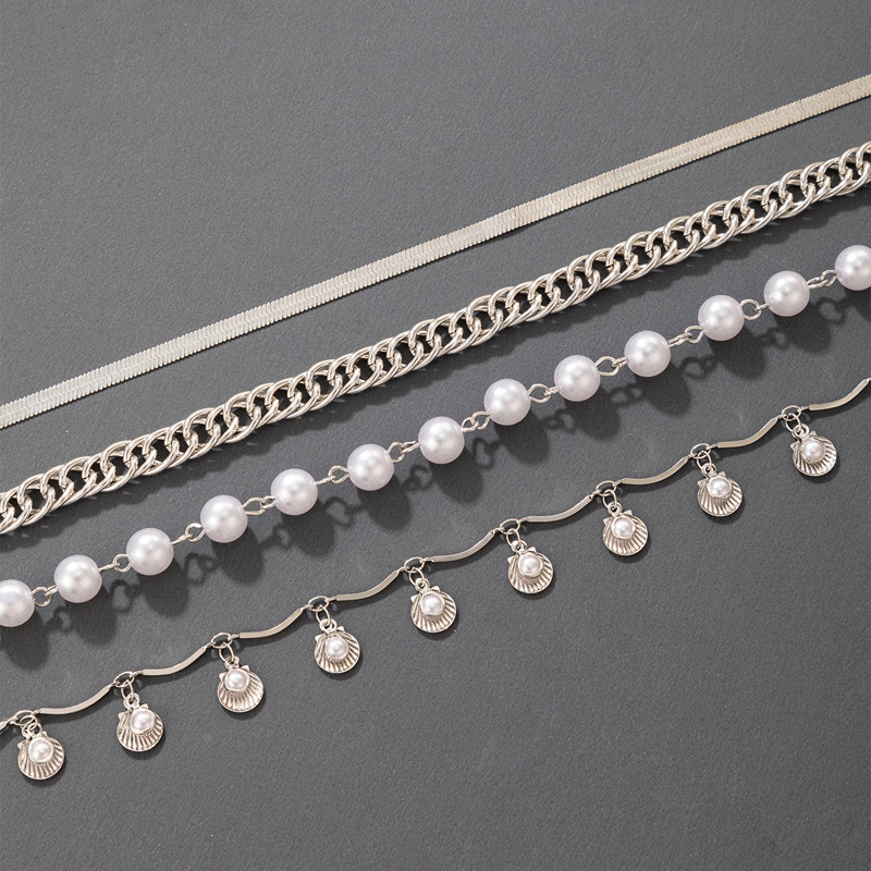 Tocona 4 buc/set elegant perla piatra lant picior vara calop Shell color argintiu glezna reglabila pentru femei bijuterii 18761