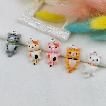 20 τμχ/συσκευασία Kawaii Cat Charms Μενταγιόν για Κατασκευή κοσμημάτων Animal Resin Charms Jewlery Findings DIY Craft F917