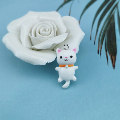 20 buc/pachet Brelocuri de pisică Kawaii Pandantive pentru fabricarea de bijuterii Brelocuri din rășină de animale Articole de bijuterii DIY F917