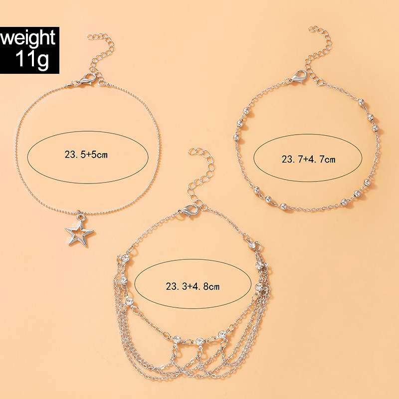 Tocona Boho Culoare Auriu Cristal Hollow Star Set de gleznă pentru femei, lanțuri cu mai multe straturi, reglabile cu margele, glezne, bijuterii pentru picioare 8143