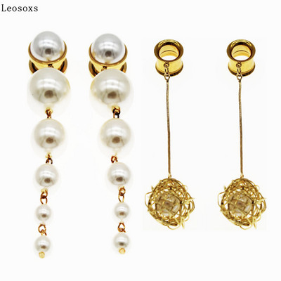 Leosoxs 1 par čepova za tunele za uši od kirurškog čelika Mjerači za viseće tijelo Nosiljka Ekspander za piercing nakita 6-25 mm