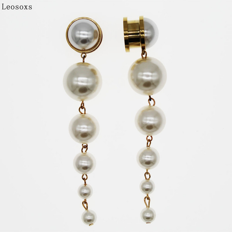 Leosoxs 1 pereche de tuneluri pentru urechi din oțel chirurgical, dopuri pentru cărni, calibre pentru piercing pentru corp, expansor pentru bijuterii, 6-25 mm