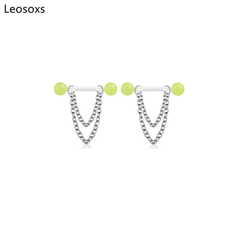 1 pereche de bijuterii acrilice luminoase pentru piercing pentru mamelon, inel pentru mamelon în formă de V, 14G, piercing pentru corp, bară de piercing sexy pentru mamelon, în 8 culori