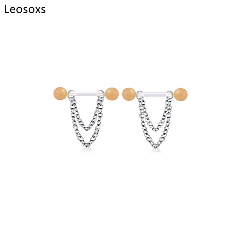 1 pereche de bijuterii acrilice luminoase pentru piercing pentru mamelon, inel pentru mamelon în formă de V, 14G, piercing pentru corp, bară de piercing sexy pentru mamelon, în 8 culori