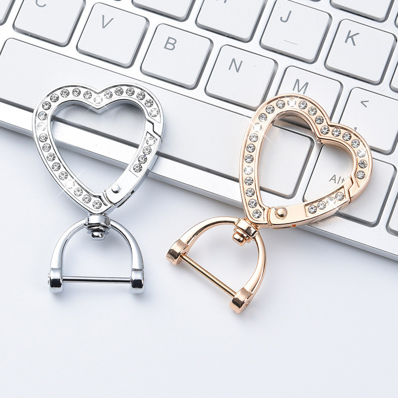 Breloc cu degete în formă de inimă, la modă pentru femei, breloc cu rotire cu strasuri, breloc de primăvară de calitate superioară, cataramă conectată cu metal