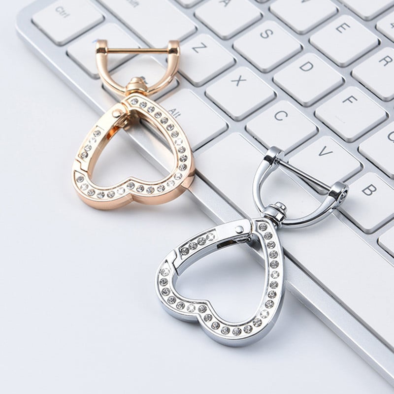 Breloc cu degete în formă de inimă, la modă pentru femei, breloc cu rotire cu strasuri, breloc de primăvară de calitate superioară, cataramă conectată cu metal