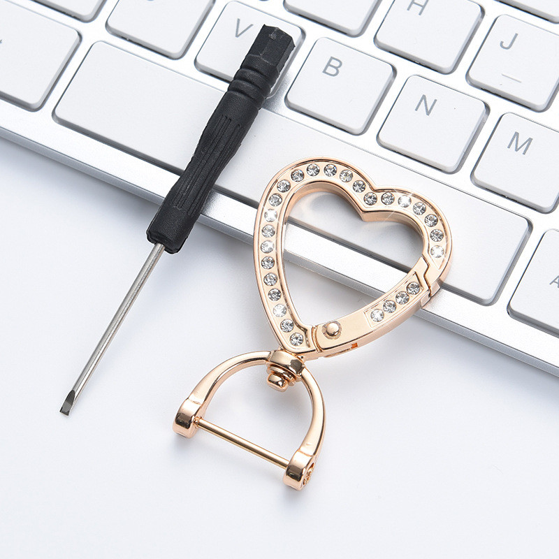 Breloc cu degete în formă de inimă, la modă pentru femei, breloc cu rotire cu strasuri, breloc de primăvară de calitate superioară, cataramă conectată cu metal