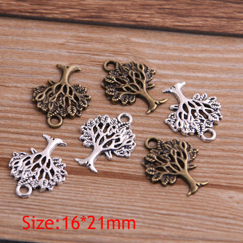 30PCS 16*21mm Plant Charms Дърво Висулка Двуцветен Направи си сам ретро бижута Колие Гривна Обеци Маркировка