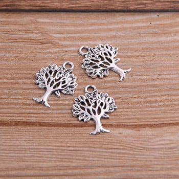 30PCS 16*21mm Plant Charms Дърво Висулка Двуцветен Направи си сам ретро бижута Колие Гривна Обеци Маркировка