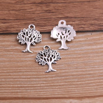 30PCS 16*21mm Plant Charms Дърво Висулка Двуцветен Направи си сам ретро бижута Колие Гривна Обеци Маркировка