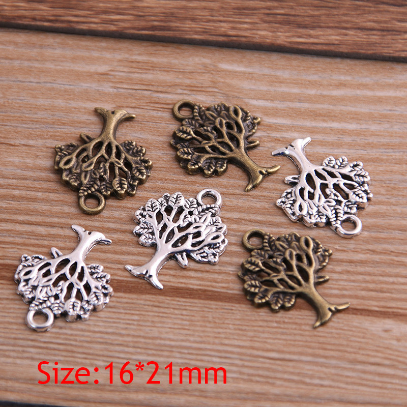 30 de bucăți 16*21mm Plant Charms Tree Pendant două culori DIY Retro Bijuterii Colier Brățară Cercei Marcare