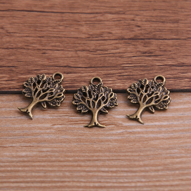 30 de bucăți 16*21mm Plant Charms Tree Pendant două culori DIY Retro Bijuterii Colier Brățară Cercei Marcare