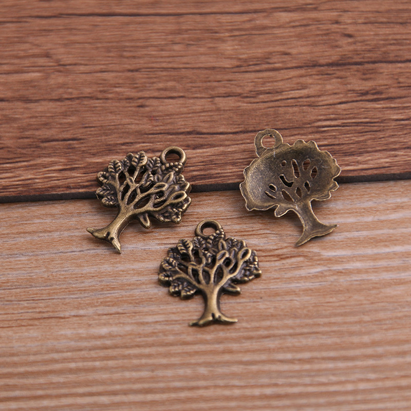 30 de bucăți 16*21mm Plant Charms Tree Pendant două culori DIY Retro Bijuterii Colier Brățară Cercei Marcare