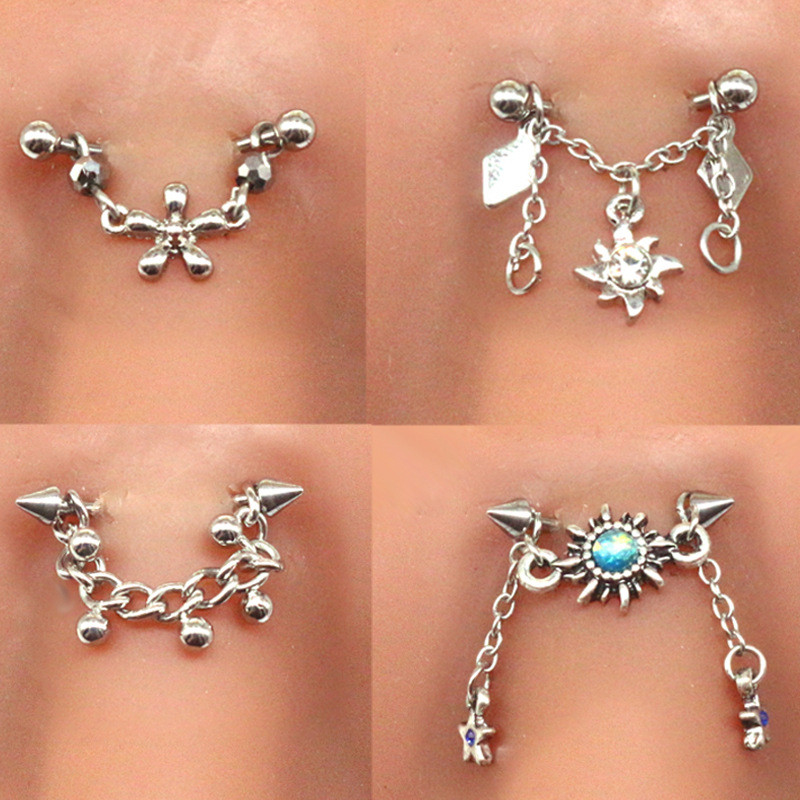 Leosoxs 1 buc. Ornamente pentru piercing pentru corp din oțel inoxidabil, cu lanț de picături de apă rotunde, ornamente pentru piercing-uri, bijuterii