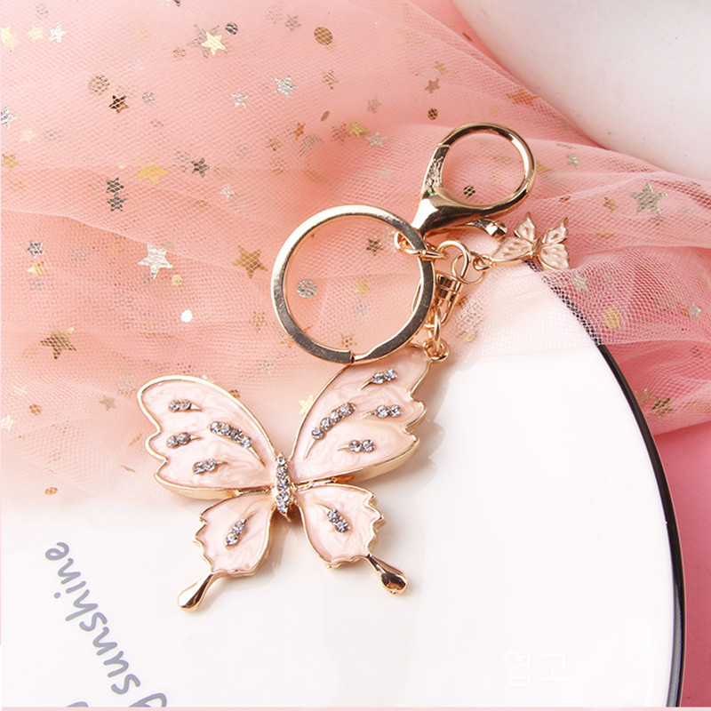 Moda la modă, frumos, dublu, breloc fluture, strass, junglă, animale, bijuterii, femei, fete, geantă, decorare, breloc pentru mașină