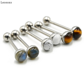 Leosoxs 1 τεμ. G23 Titanium Ball Straight Bar Νύχι γλώσσας από ανοξείδωτο ατσάλι Δαχτυλίδι γλώσσας με μπάρα διάτρητη διακόσμηση γλώσσας