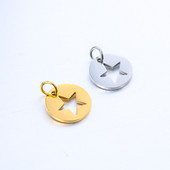 DOOYIO 5vnt nerūdijančio plieno apvalios tuščiavidurės penkiakampės žvaigždės pakabukas, pasidaryk pats auskarai, karoliai, apyrankės, papuošalų gamybos reikmenys