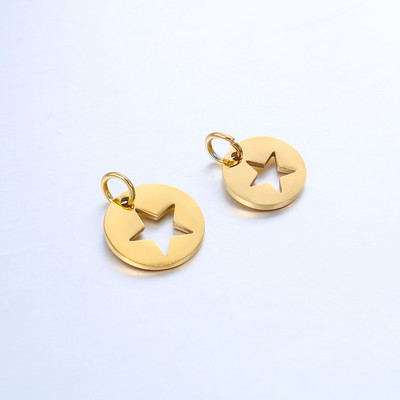 DOOYIO 5vnt nerūdijančio plieno apvalios tuščiavidurės penkiakampės žvaigždės pakabukas, pasidaryk pats auskarai, karoliai, apyrankės, papuošalų gamybos reikmenys