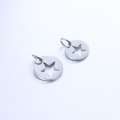 DOOYIO 5vnt nerūdijančio plieno apvalios tuščiavidurės penkiakampės žvaigždės pakabukas, pasidaryk pats auskarai, karoliai, apyrankės, papuošalų gamybos reikmenys